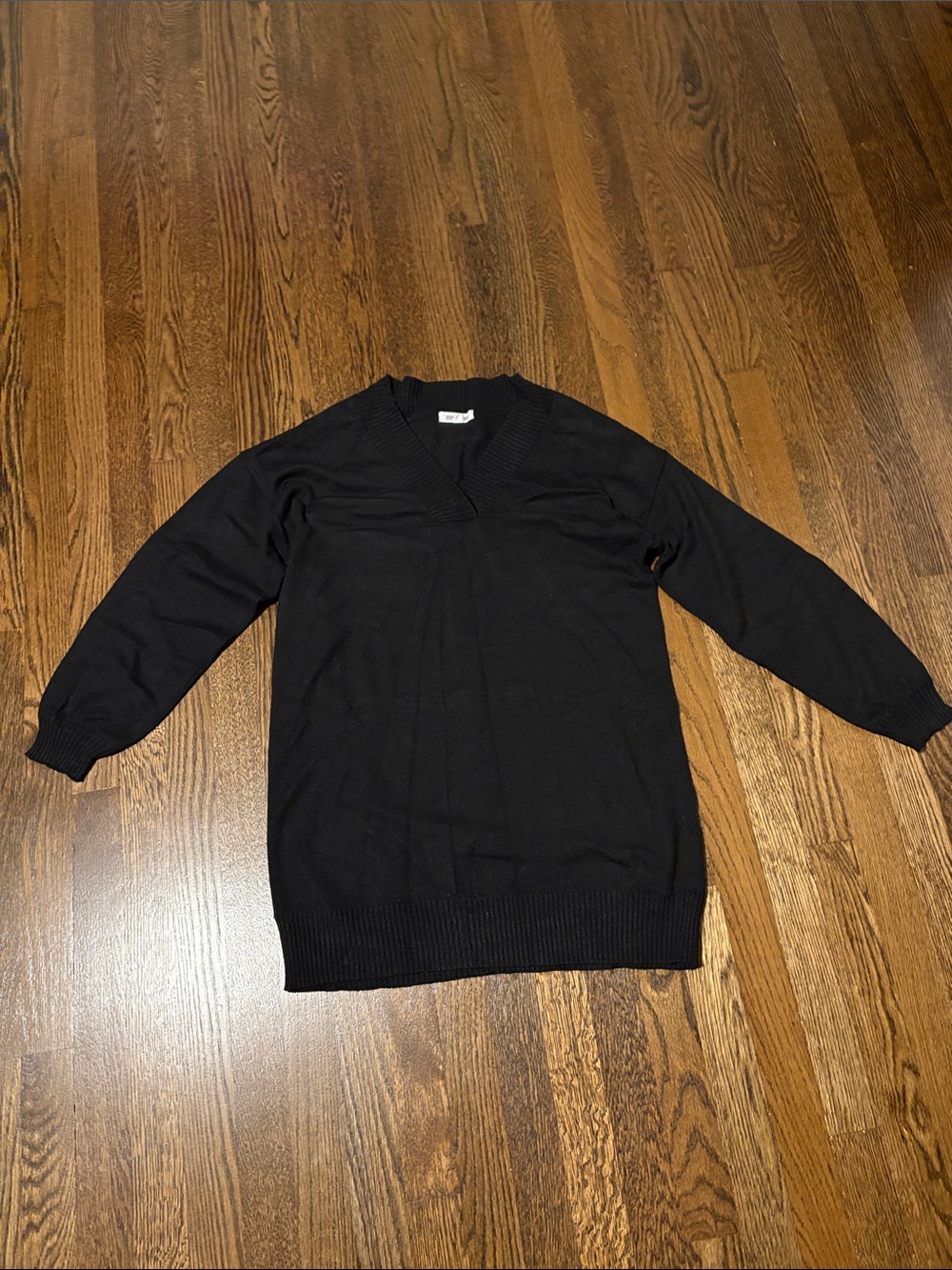 Steve Madden Classic Black V-Neck Women’s Sweaterdress